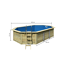 Verkleinertes Bild von Massivholzpool-Set 'Modell pool-Set X4' 558 x 347 x 124 cm mit Edelstahlleiter und Holzleiter