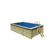 Massivholzpool-Set 'Modell Rechteck pool-Set 3' 477 x 300 x 124 cm mit Edelstahlleiter und Holzleiter
