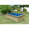 Massivholzpool-Set 'Modell Rechteck pool-Set 3' 477 x 300 x 124 cm mit Edelstahlleiter und Holzleiter