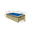 Massivholzpool-Set 'Modell Rechteck pool-Set 3' 477 x 300 x 124 cm mit Edelstahlleiter und Holzleiter