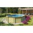 Massivholzpool-Set 'Modell 5 A' 650 x 350 x 124 cm mit Edelstahlleiter und Holzleiter