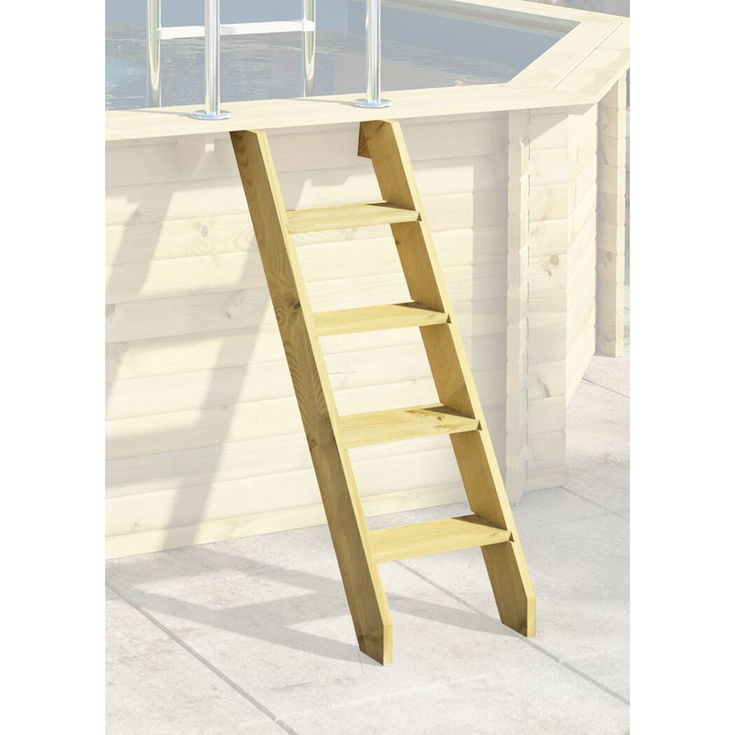Holzleiter für einen Pool