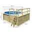 Achteckiger Holzpool mit Holzpodest und Leiter.