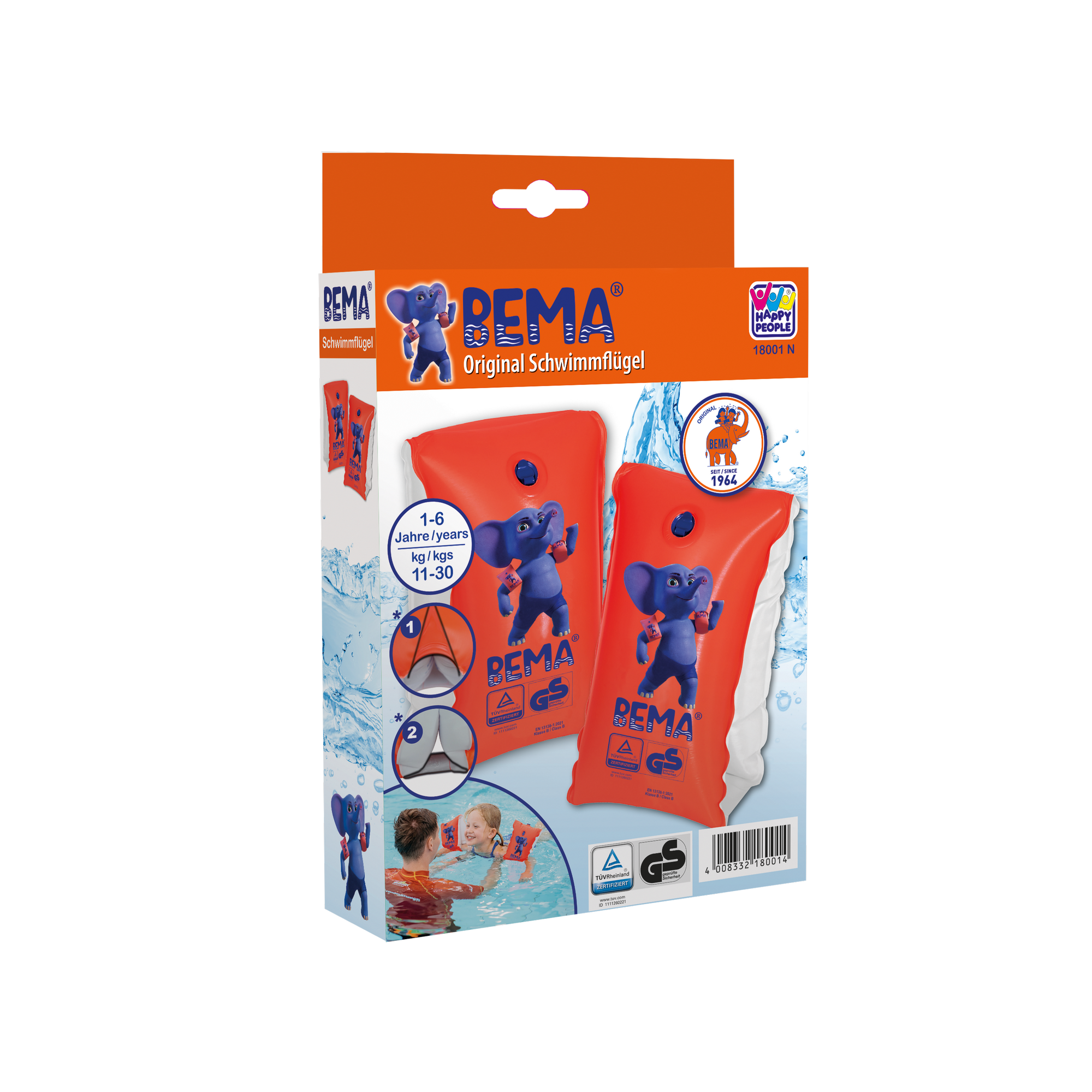 Schwimmfluegel Gr. 0 orange 14,5 x 19,5 x 15 cm bis 30 kg