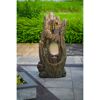 Dekorativer Gartenbrunnen in Baumstamm-Optik mit Wasserfall