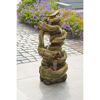 Dekorativer Gartenbrunnen in Holzoptik mit Wasserfall