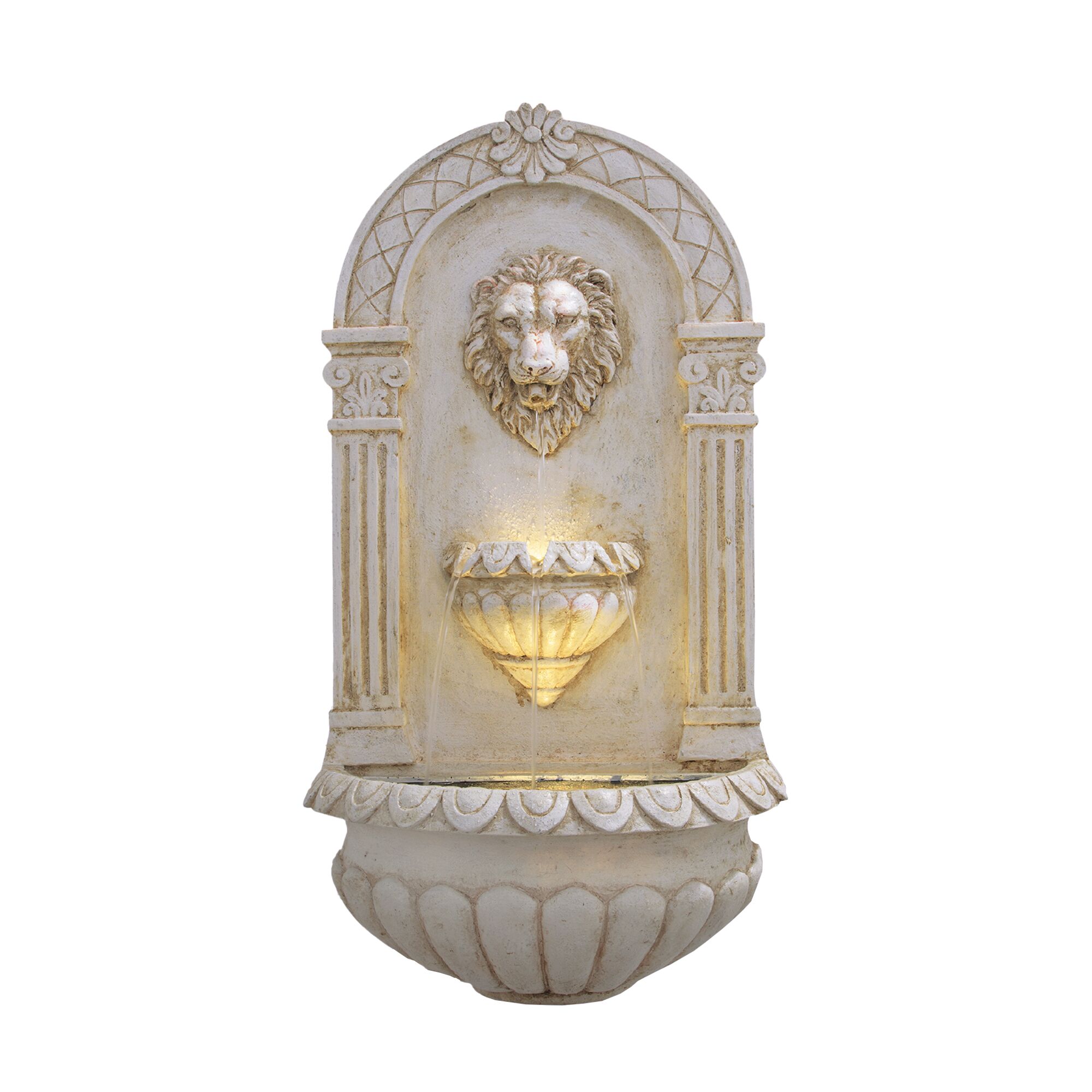 ASSORO Wandbrunnen mit LED und Löwenkopf