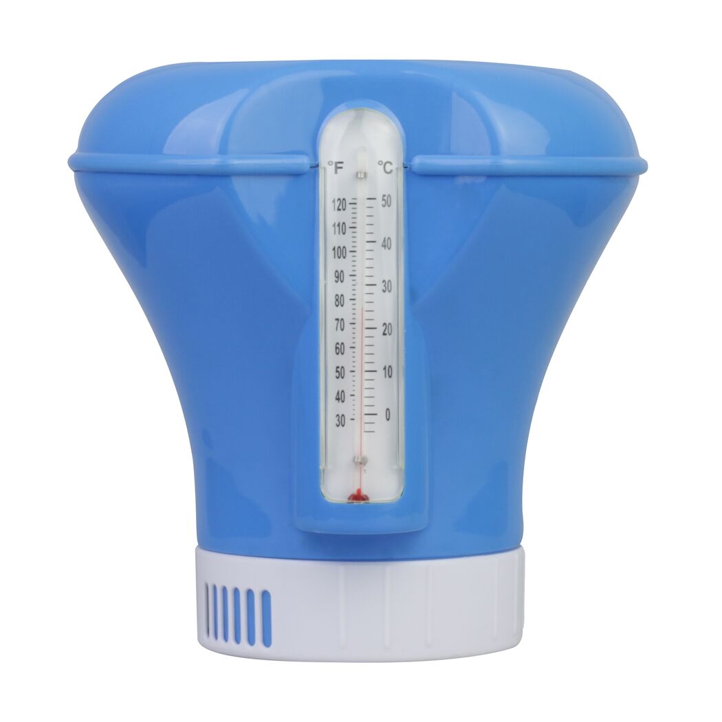 Blauer Dosierschwimmer mit Thermometer
