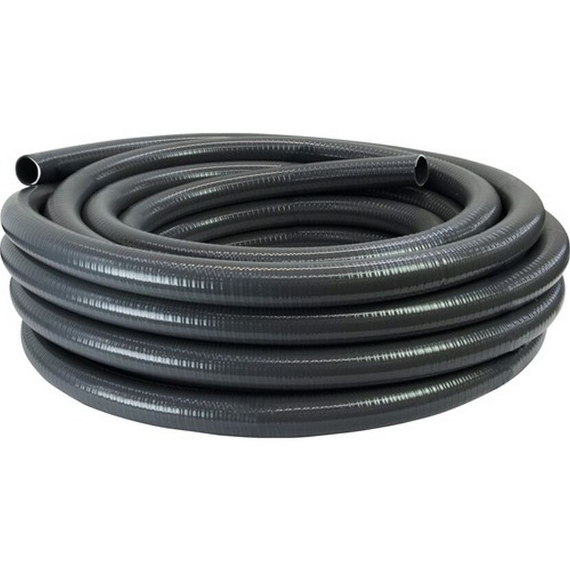 Grauer PVC-Verrohrungsschlauch, aufgerollt