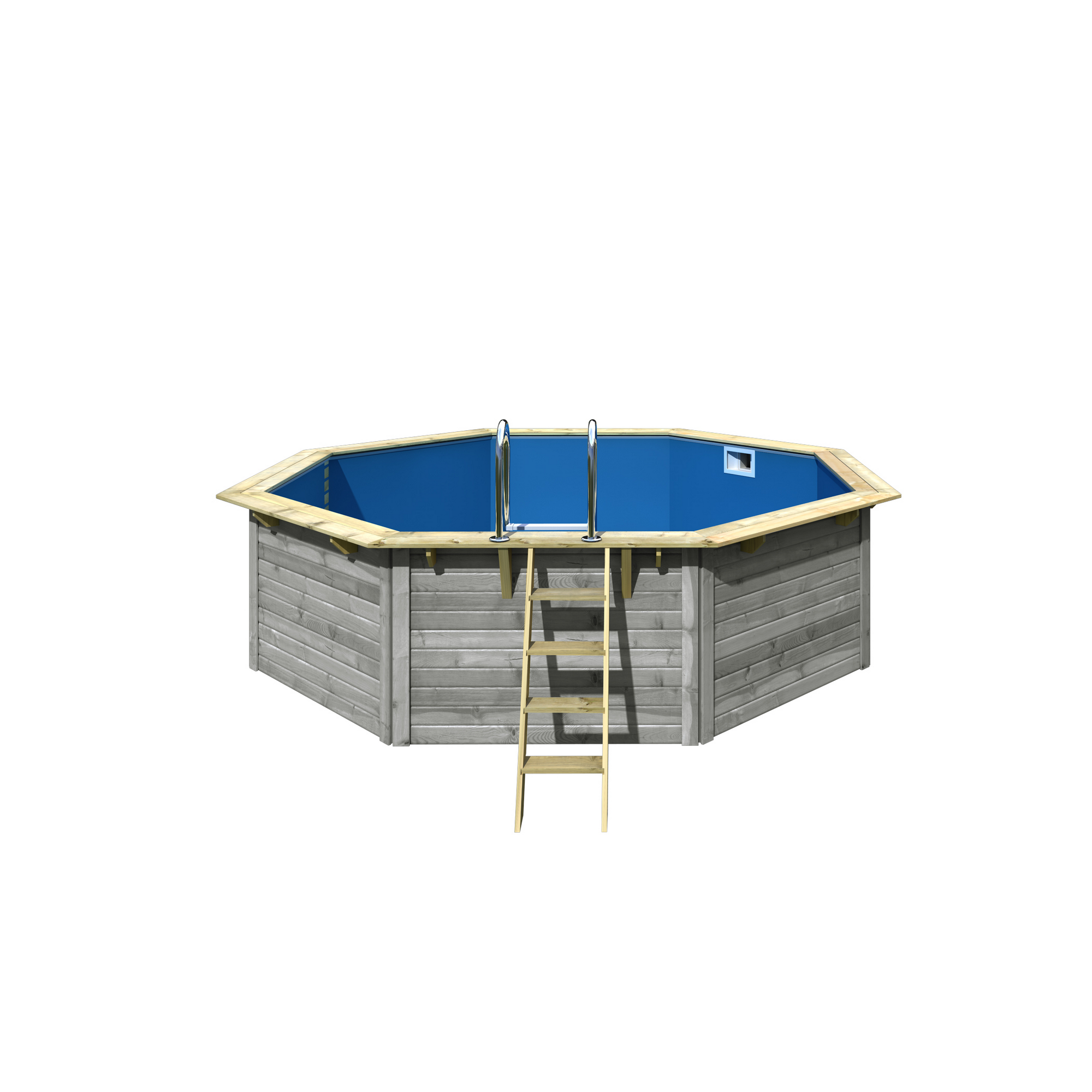 Massivholzpool-Set 'Paia 2' 420 x 420 x 121 cm mit Innenhülle blau, Filteranlage + product picture
