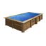 Rechteckiger Holzpool mit blauer Innenfolie