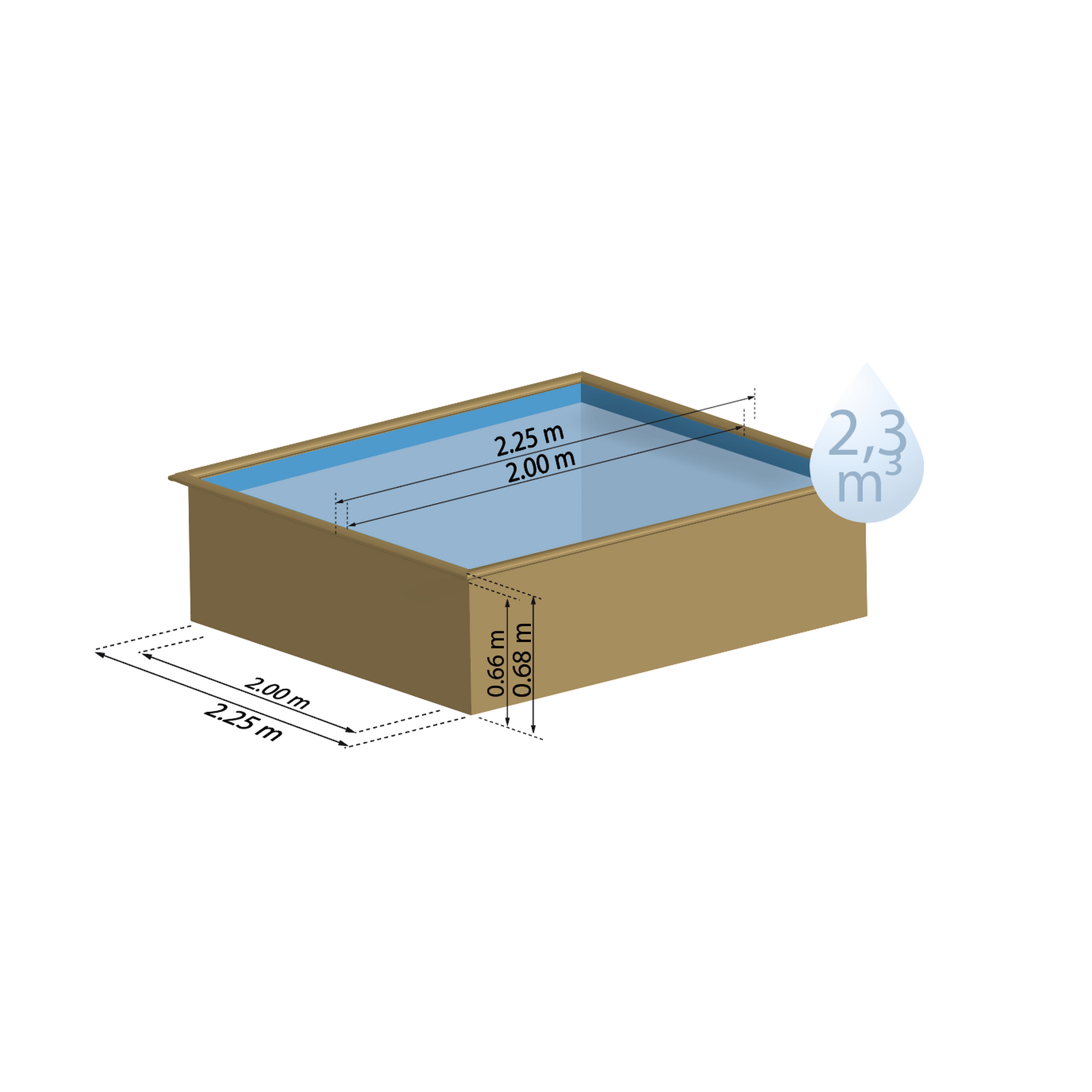 Massivholzpool-Set 'City' 225 x 225 x 68 cm mit Leiter und Sandfilter + product picture