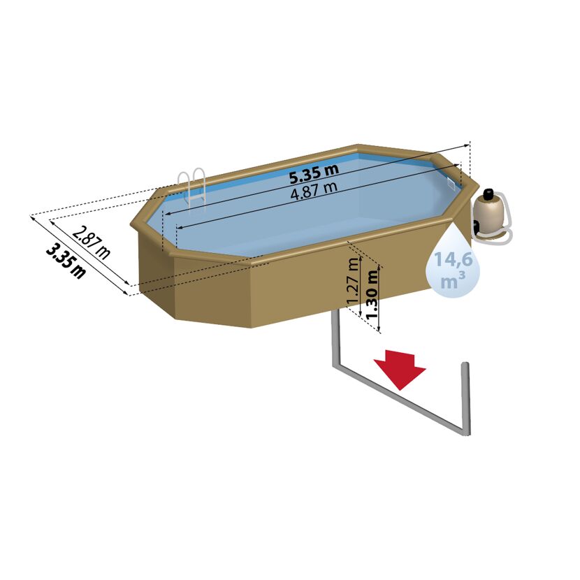 Achteckiger Pool mit Maßen und Filteranlage