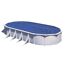 Ovaler Aufstellpool mit blauer Abdeckplane