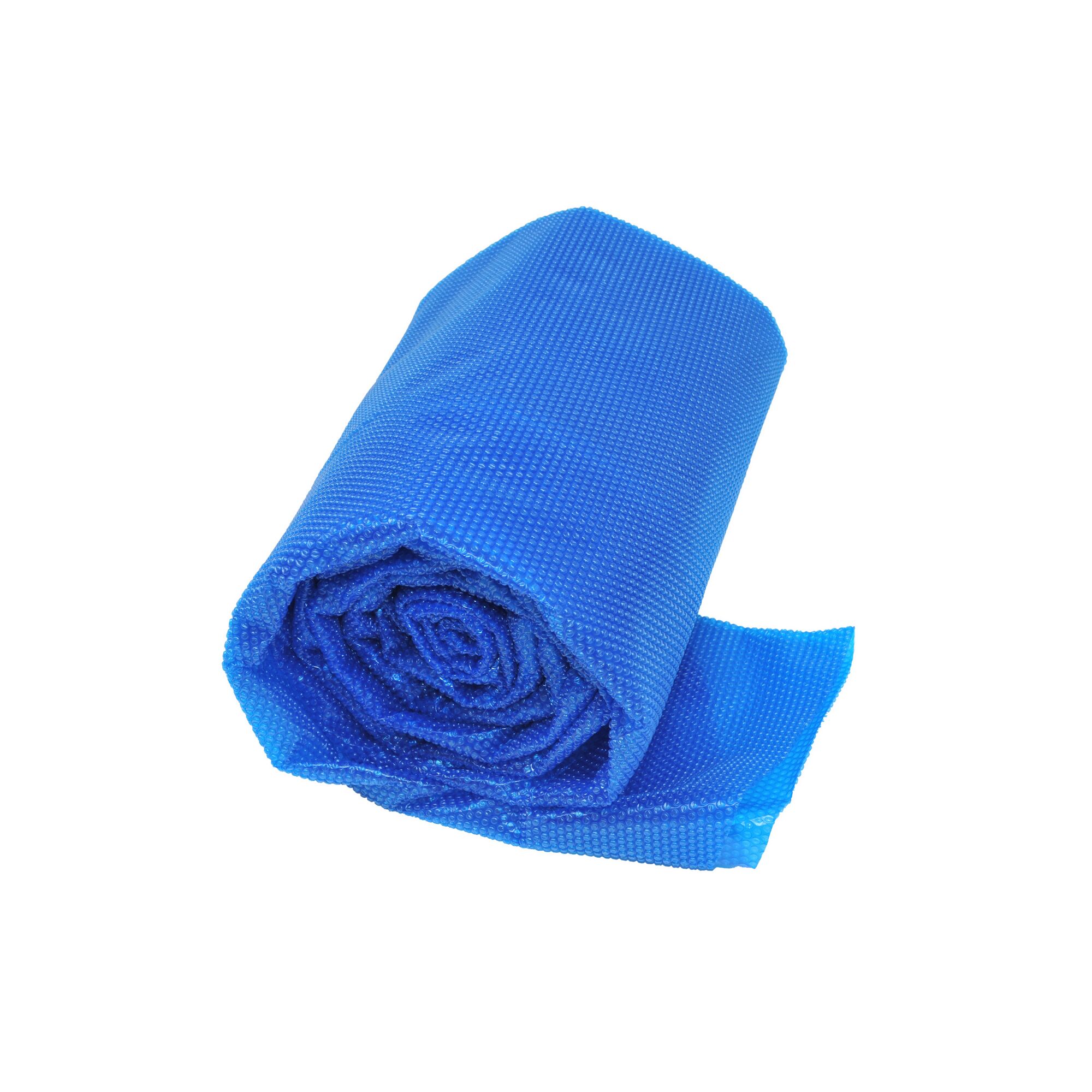 Blaue aufgerollte Solar-Poolabdeckung