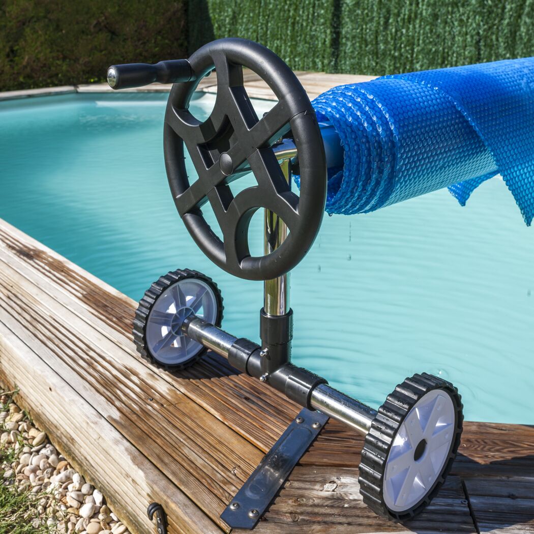 Pool-Planenaufroller grau bis 5,5 m