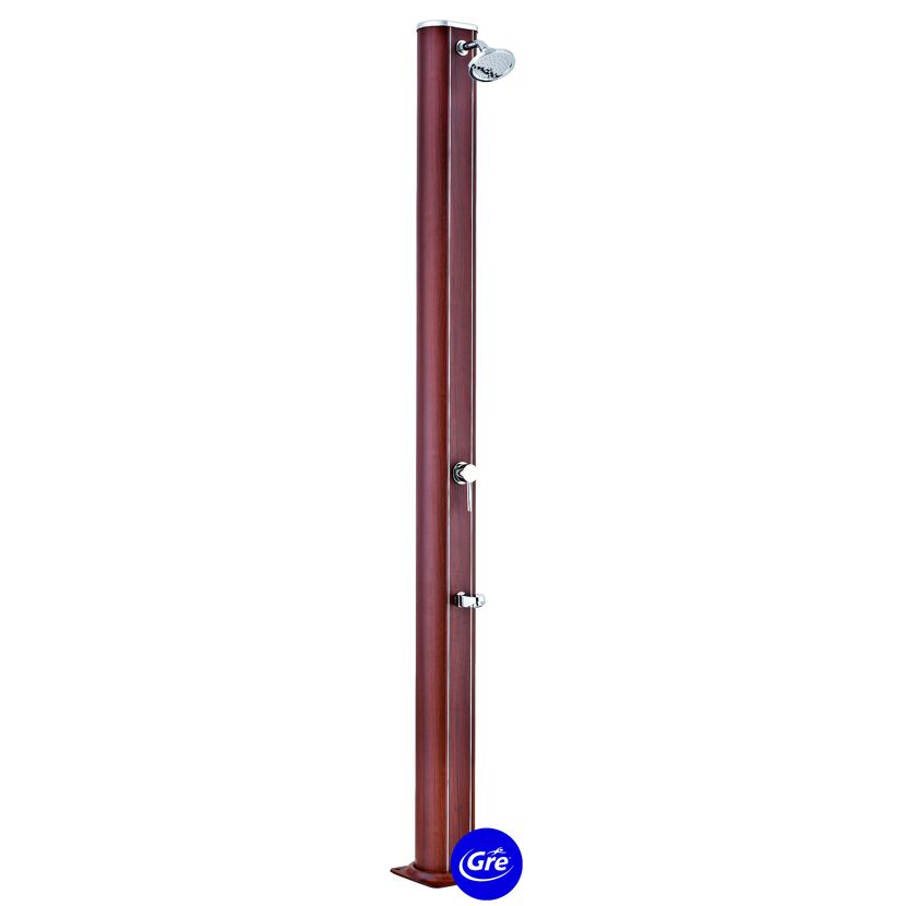 Solardusche aus Aluminium in Holzoptik