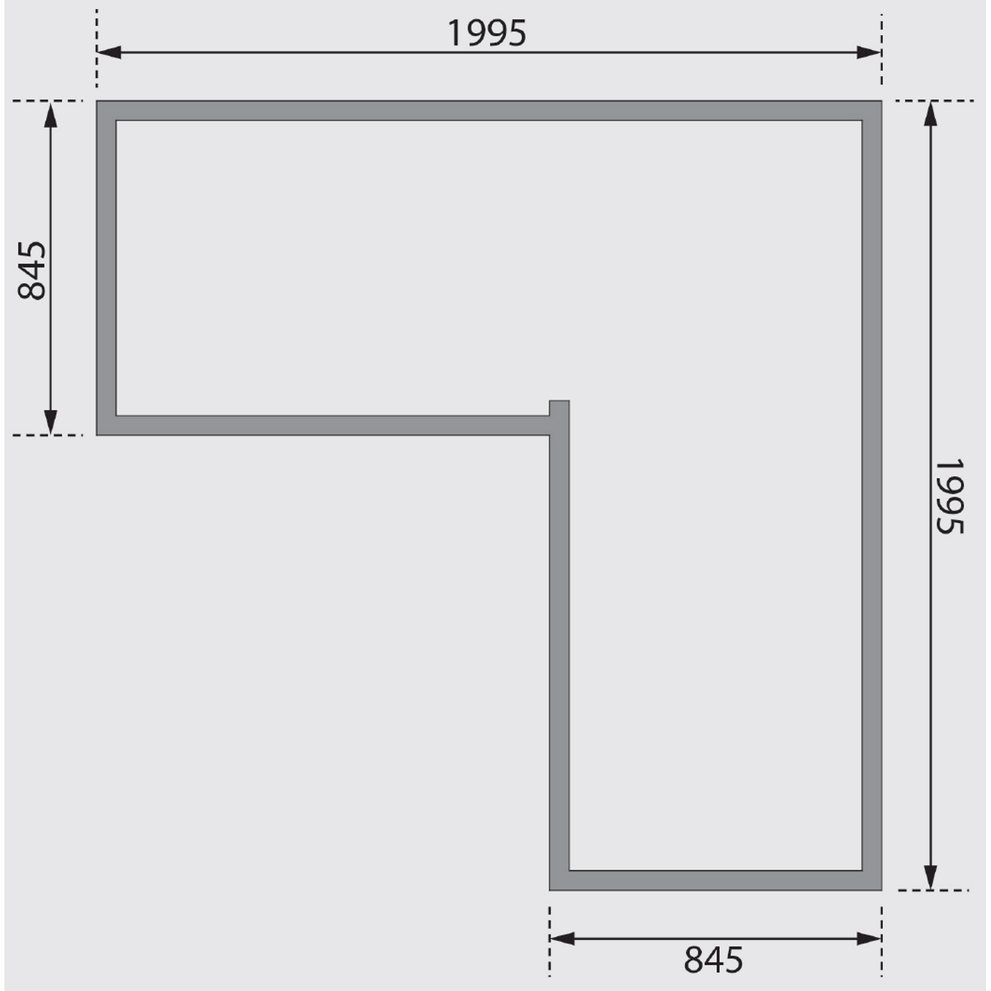 Hochbeet terragrau 28 mm Fichte L-Form 203 x 203 x 82 cm, 2130 l + product picture