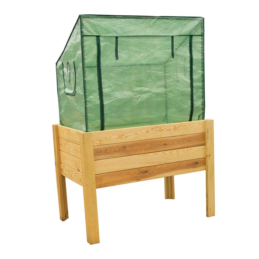 Hochbeet mit Folienabdeckung