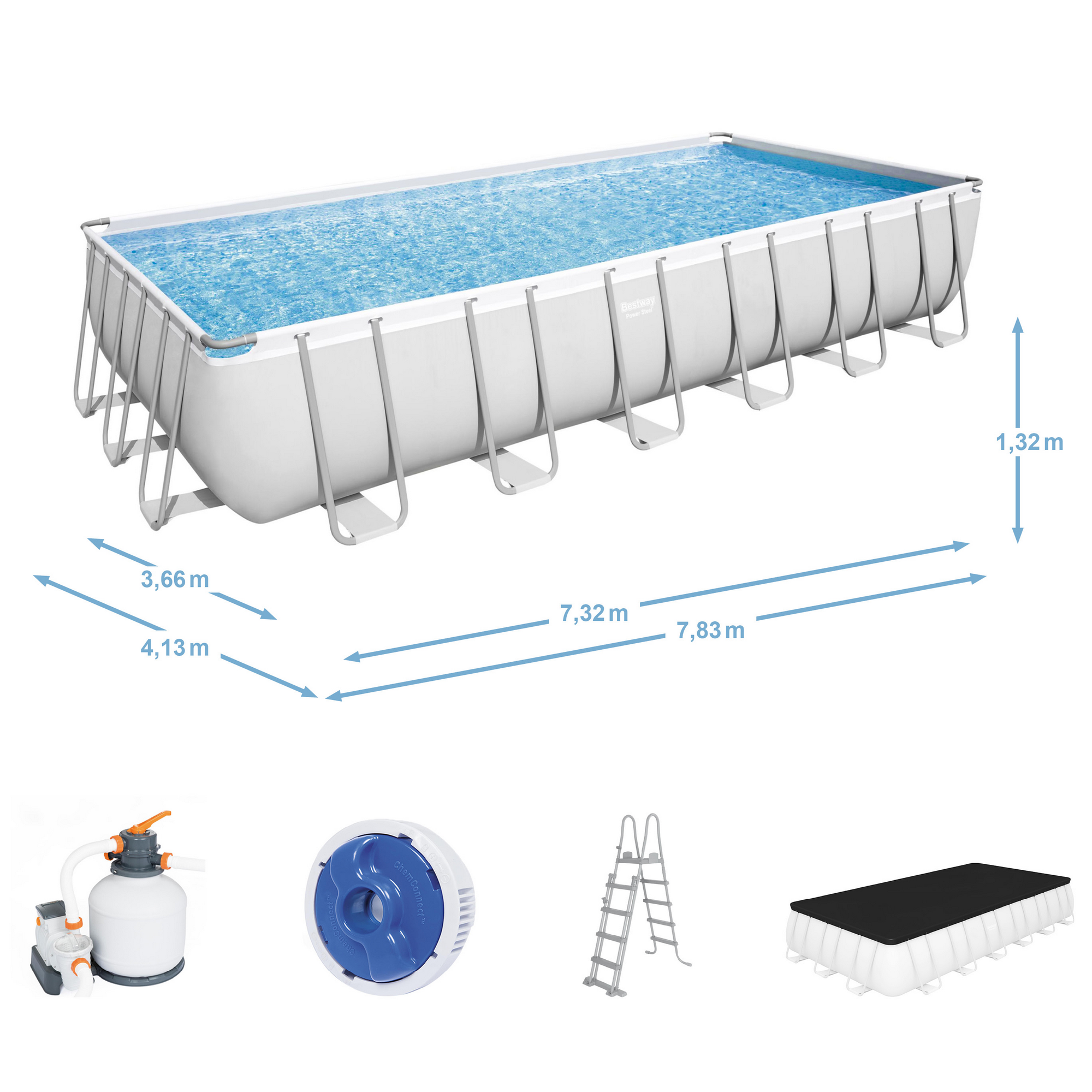 Frame-Pool-Set 'Power Steel' 732 x 366 x 132 cm mit Sicherheitsleiter und Sandfilter + product picture