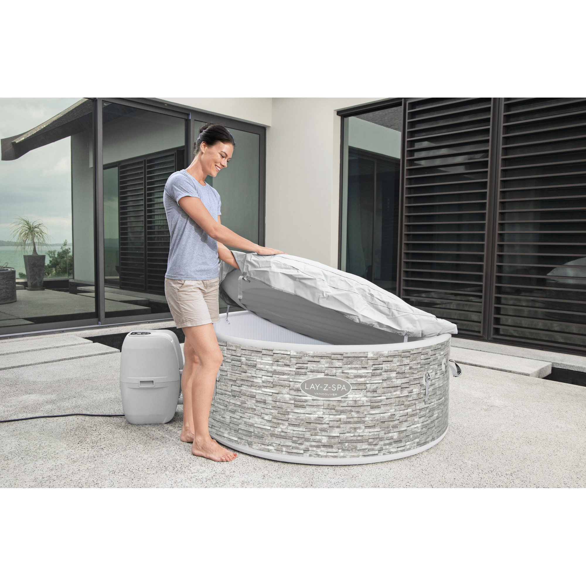WLAN-Whirlpool 'LAY-Z-SPA Vancouver AirJet Plus' 155 x 60 cm grau + product picture