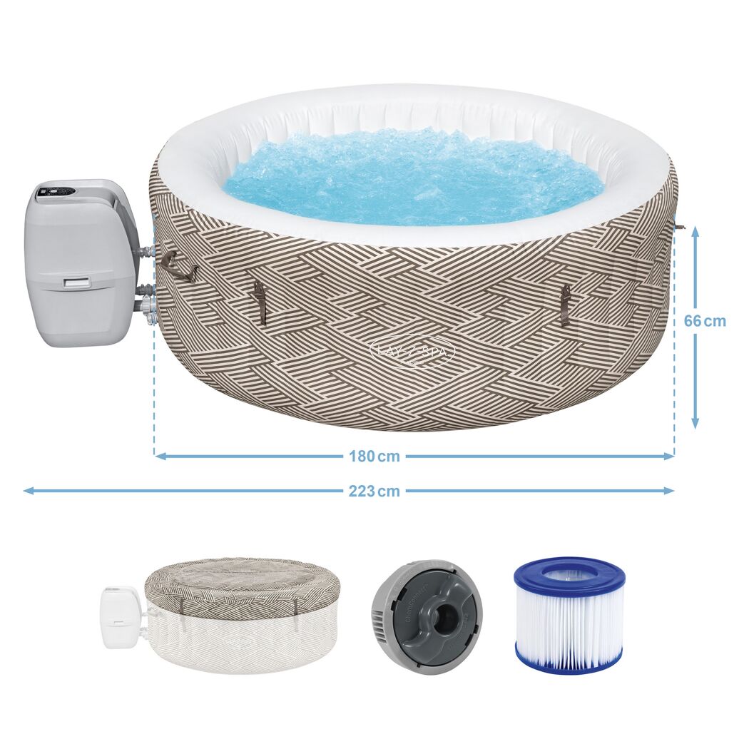 Aufblasbarer Whirlpool mit Pumpe, Abdeckung und Filter