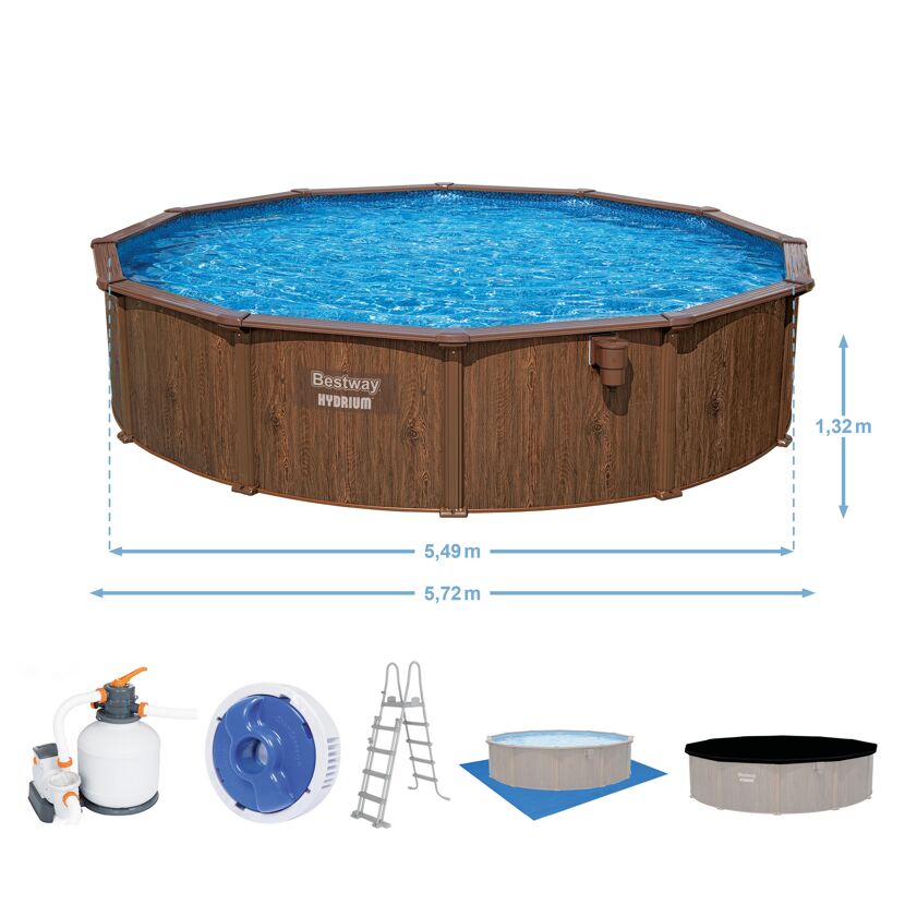 Bestway Stahlwandpool Set 5,72 x 1,32 m