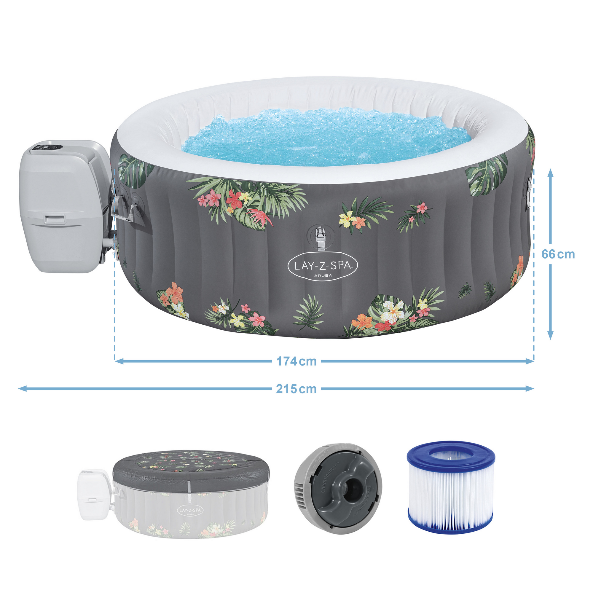 Whirlpool 'LAY-Z-SPA Aruba AirJet' Ø 170 x 66 cm grau + product picture