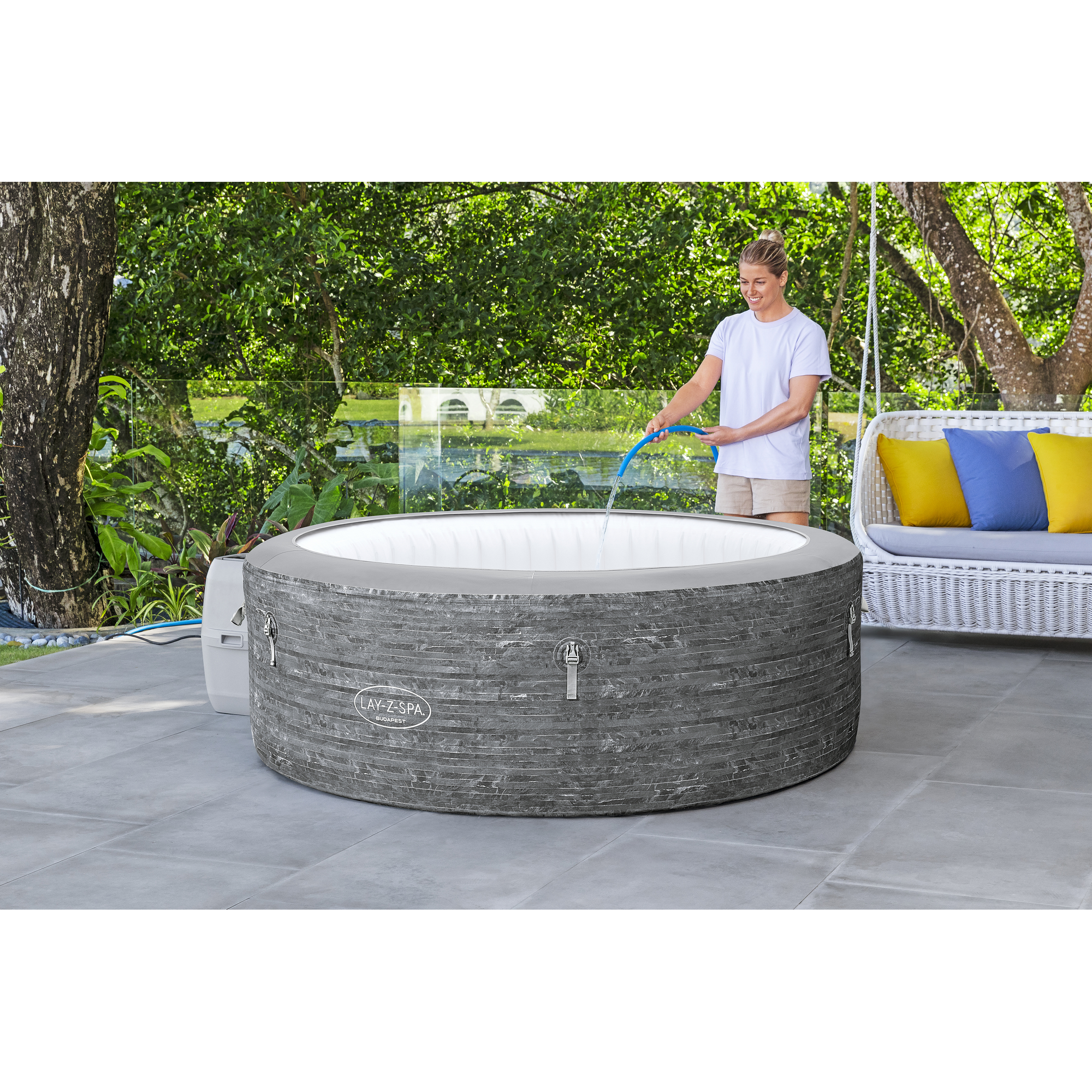 WLAN-Whirlpool 'LAY-Z-SPA ECO Budapest AirJet' Ø 196 x 66 cm grau + product picture