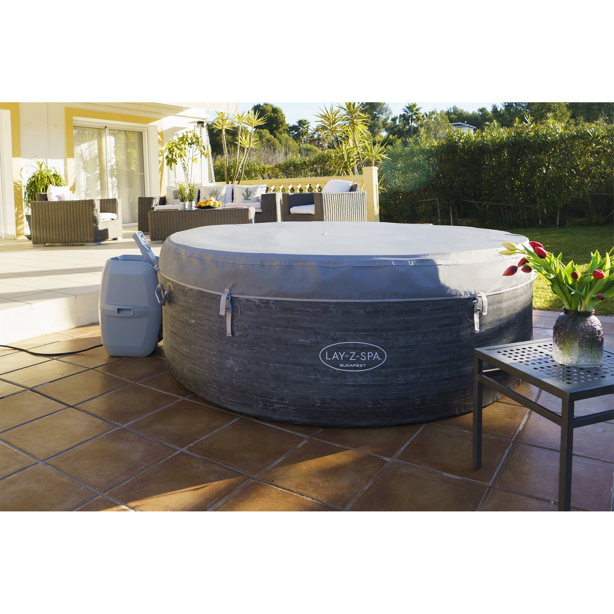WLAN-Whirlpool 'LAY-Z-SPA ECO Budapest AirJet' Ø 196 x 66 cm grau + product picture