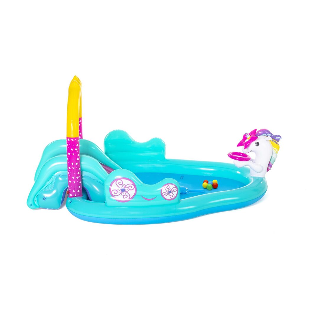 Aufblasbares Wasserspielcenter mit Rutsche und Einhorn