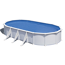 Ovaler Stahlwandpool mit blauem Wasser.