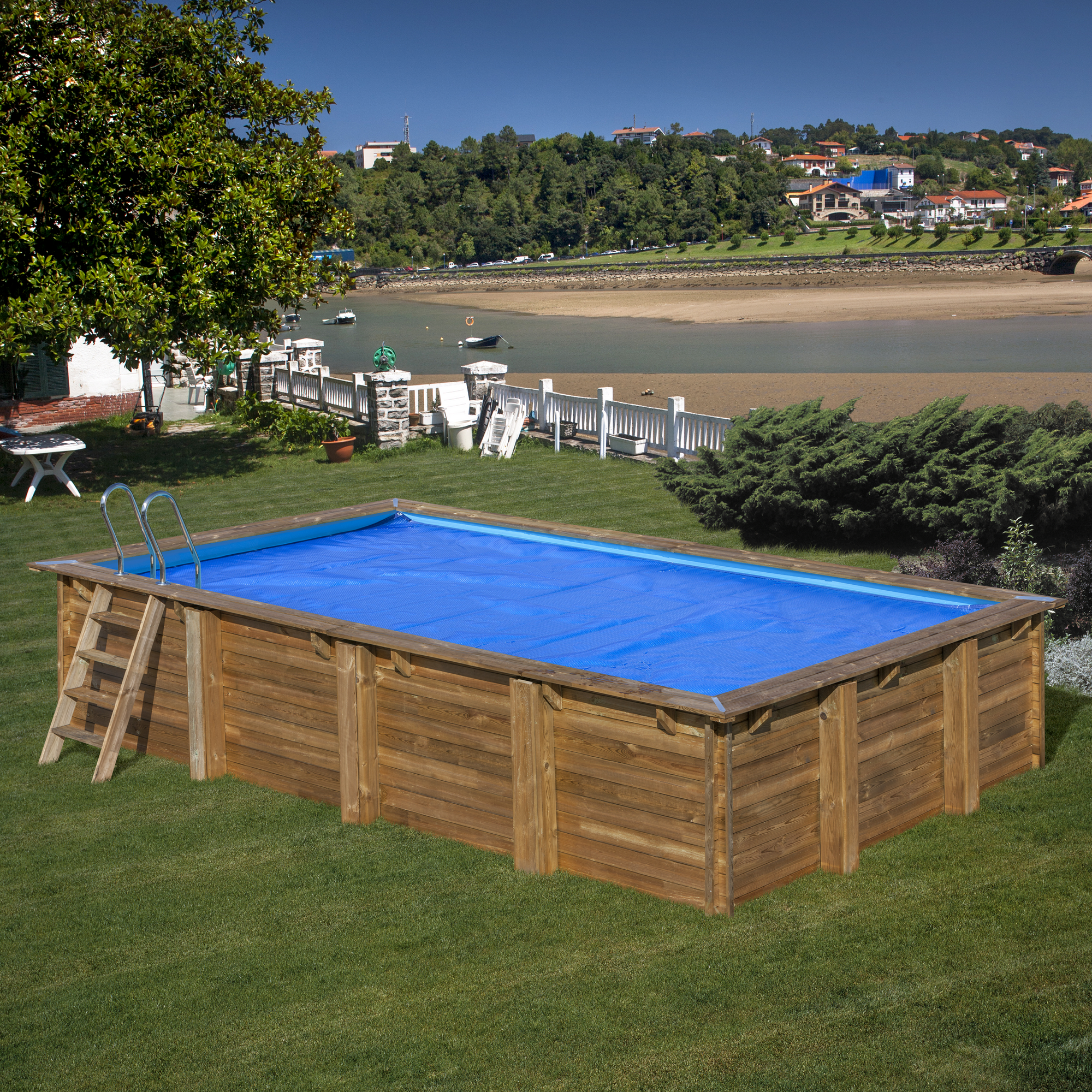 Sommerabdeckplane für Holzpool 'Cardamon' blau 366 x 40 x 1157 cm + product picture