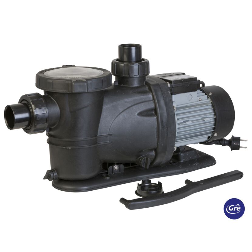Schwarze Poolpumpe mit grauem Motor