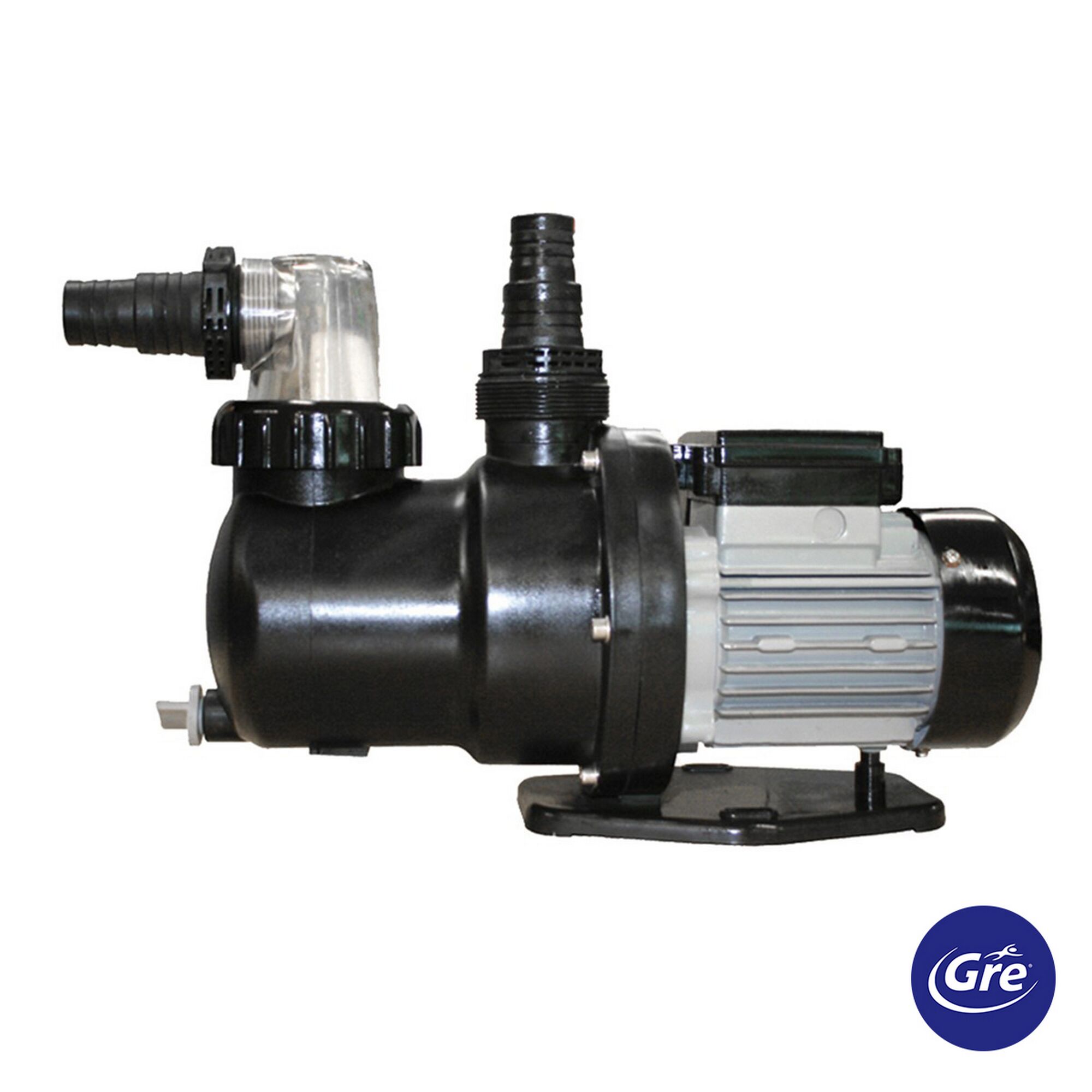 Schwarze Pumpe mit silbernem Motor