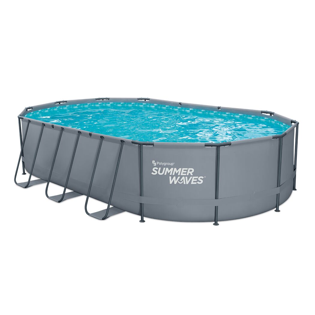 Ovaler Aufstellpool Summer Waves von Polygroup mit Leiter