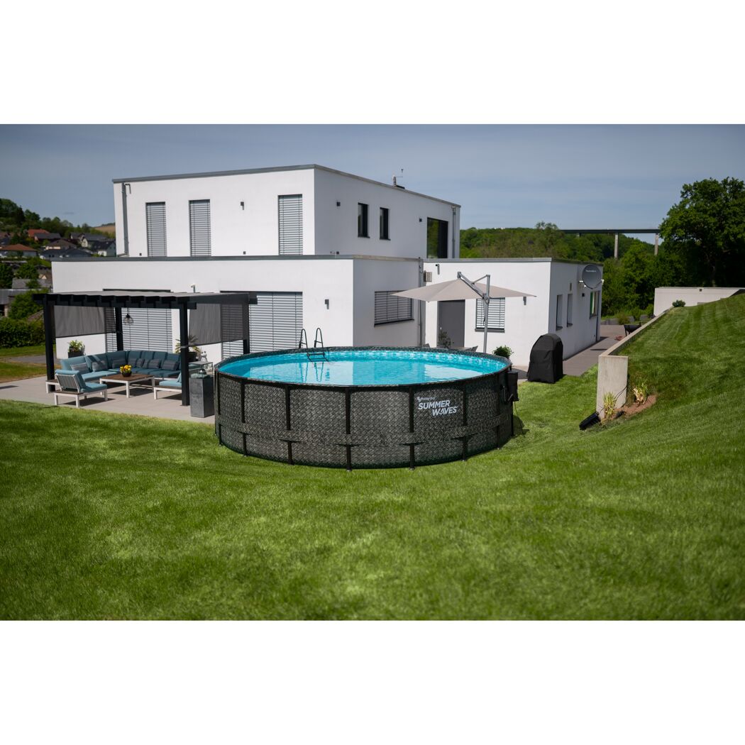 Aufstellpool 'Elite Frame' Rattan-Optik grau Ø 549 x 132 cm