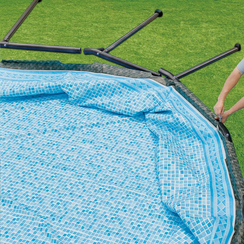 Aufstellpool 'Elite Frame' Rattan-Optik grau Ø 549 x 132 cm