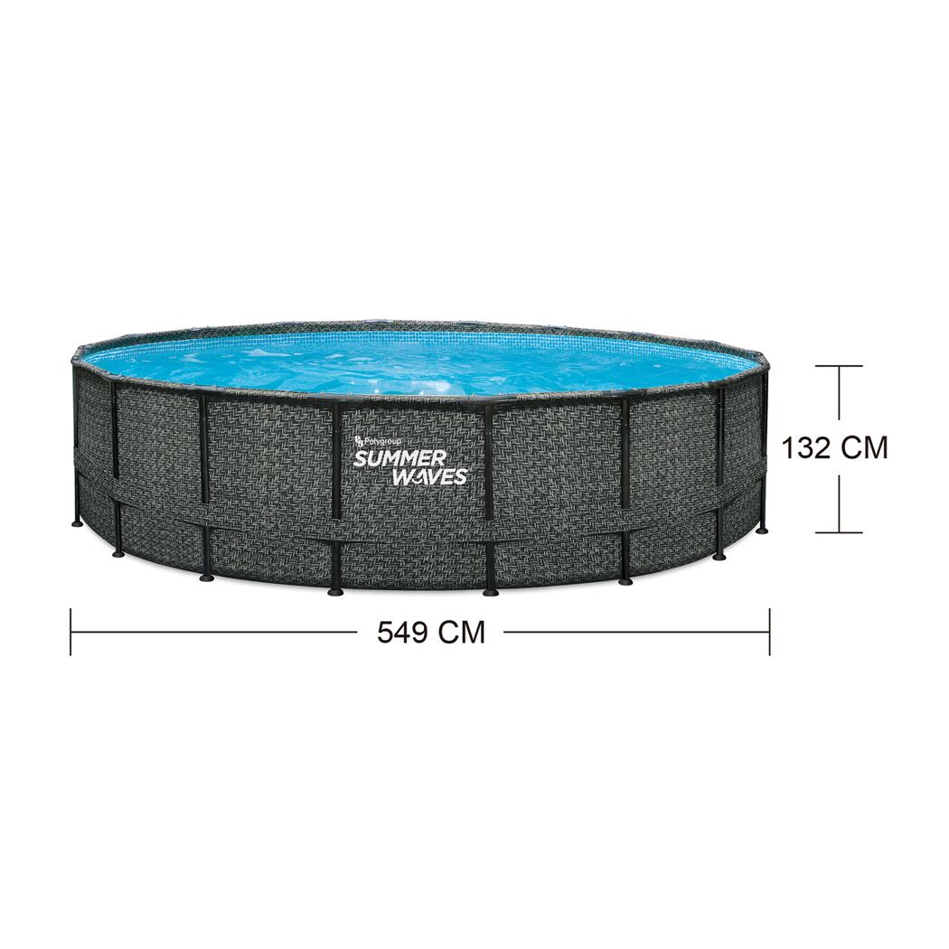 Aufstellpool 'Elite Frame' Rattan-Optik grau Ø 549 x 132 cm