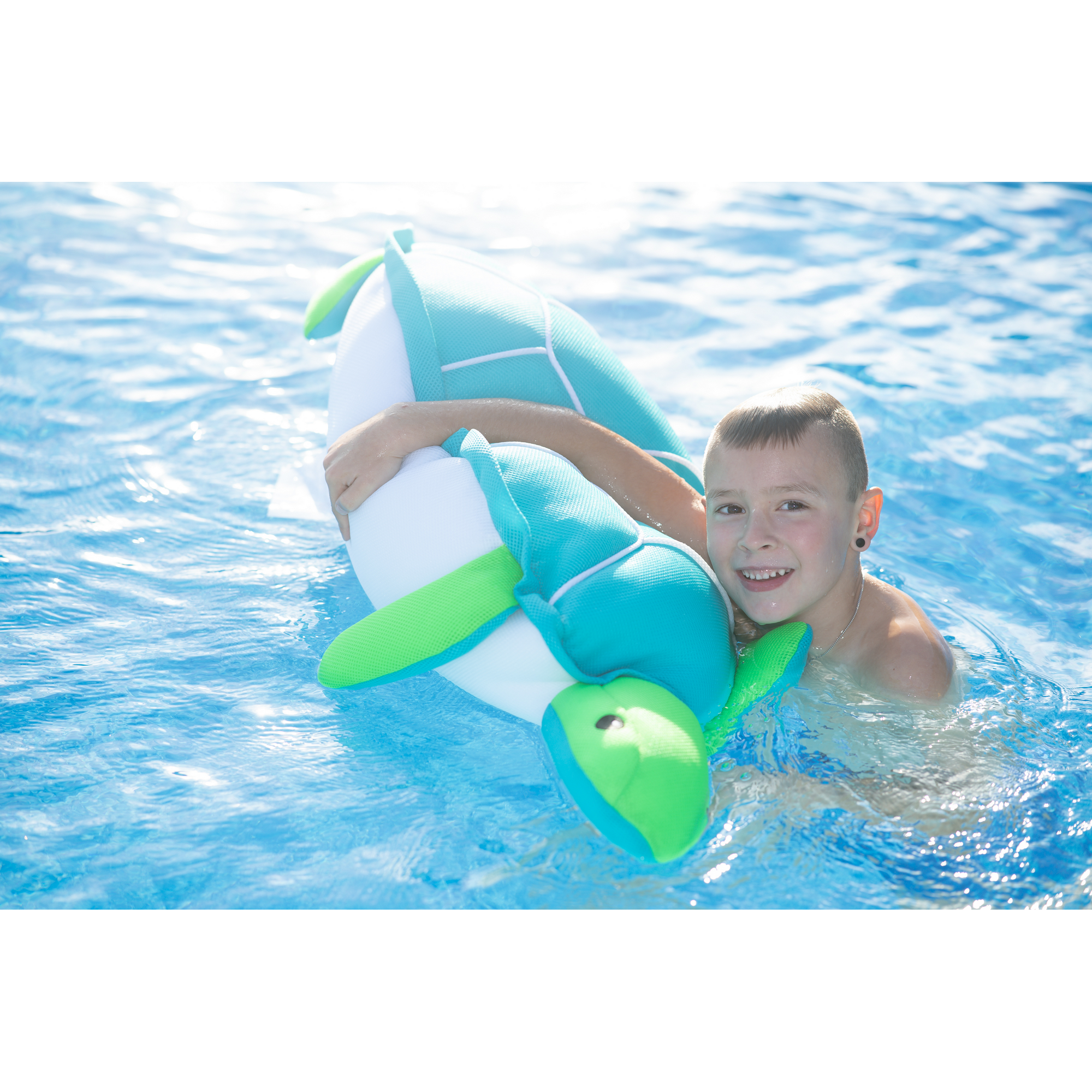 Schwimmtier 'Buddy Schildkröte' blau Textil 82 x 100 x 15 cm
