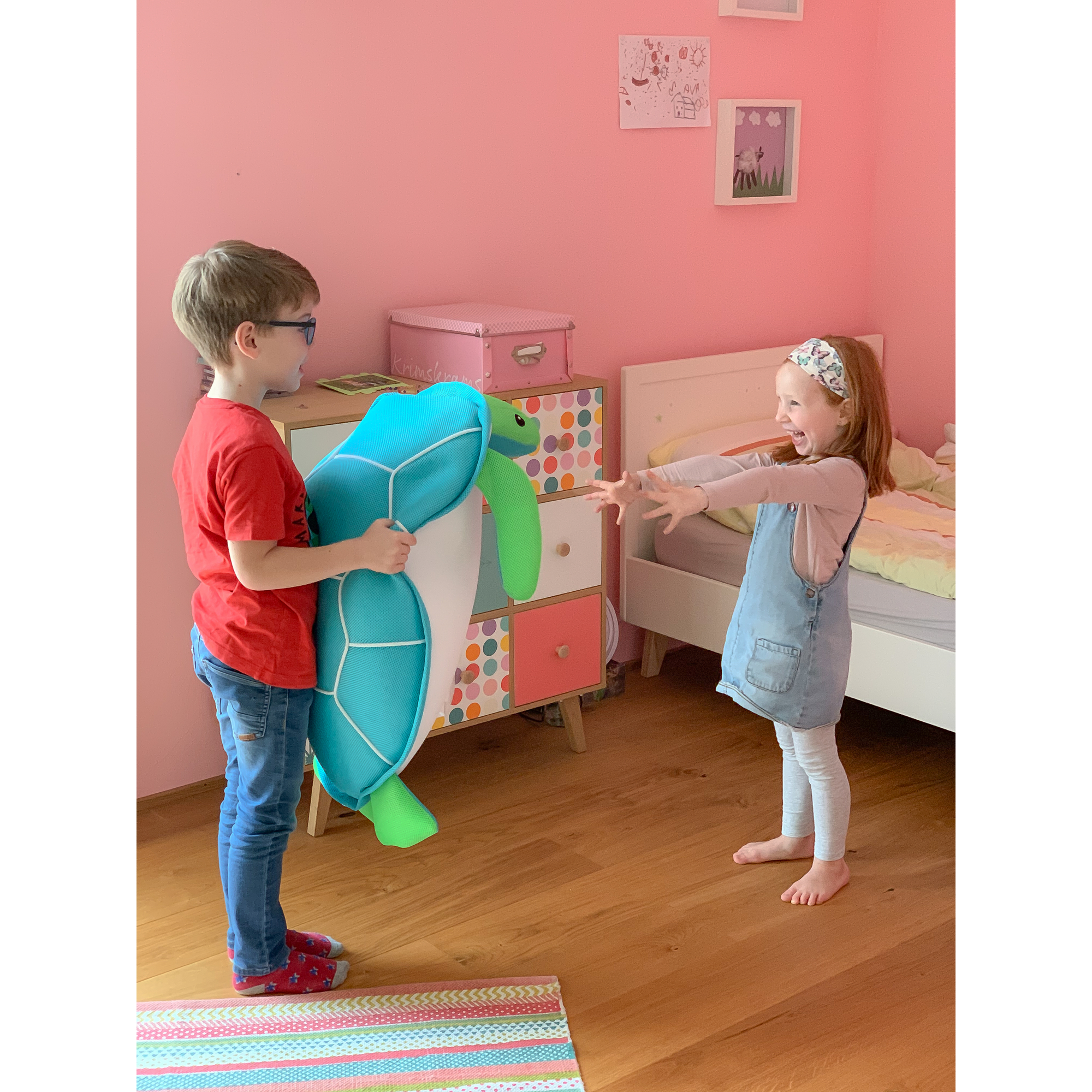 Schwimmtier 'Buddy Schildkröte' blau Textil 82 x 100 x 15 cm