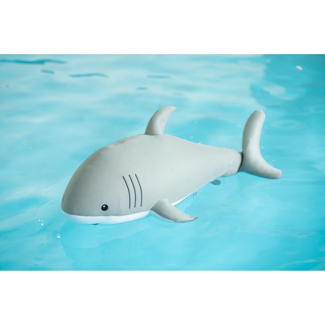 Schwimmtier 'Buddy Hai' grau Polyester 45 x 111 x 38 cm