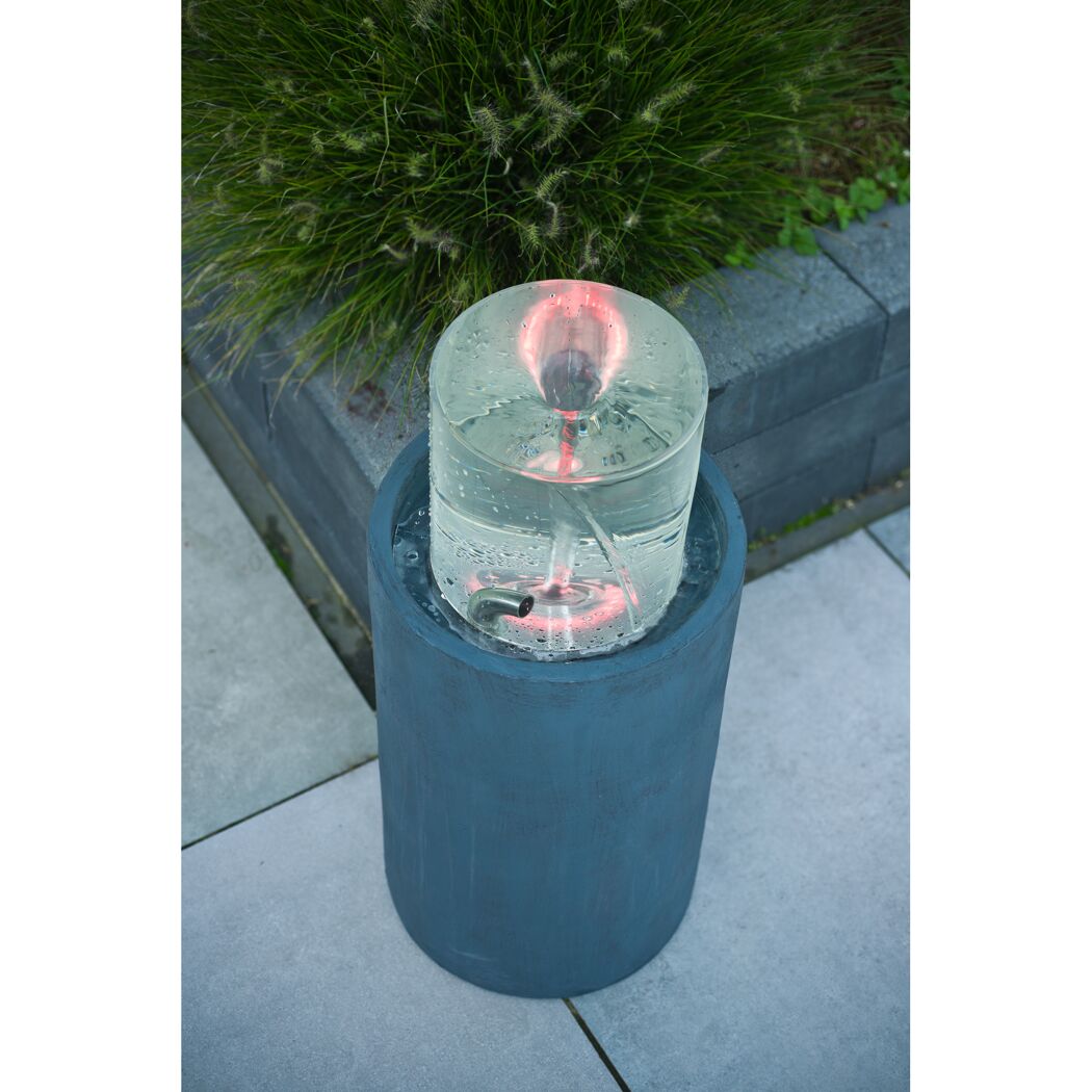 Brunnen 'Salemi' grau mit LED-Farbwechsler, Fernbedienung Ø 30 x 67 cm
