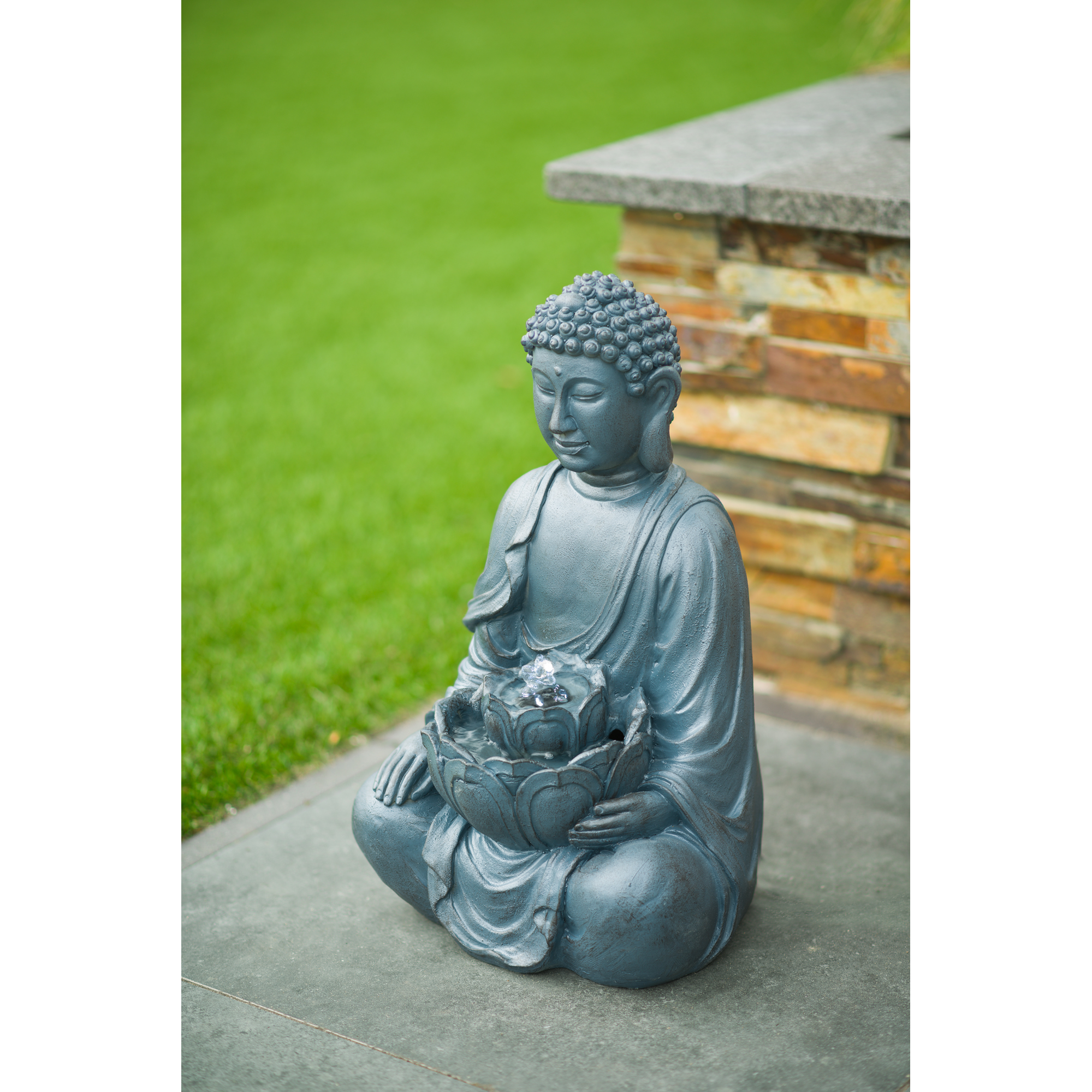 Wasserspiel Buddha 'Sungai' grau 27,5 x 27,5 x 46 cm + product picture