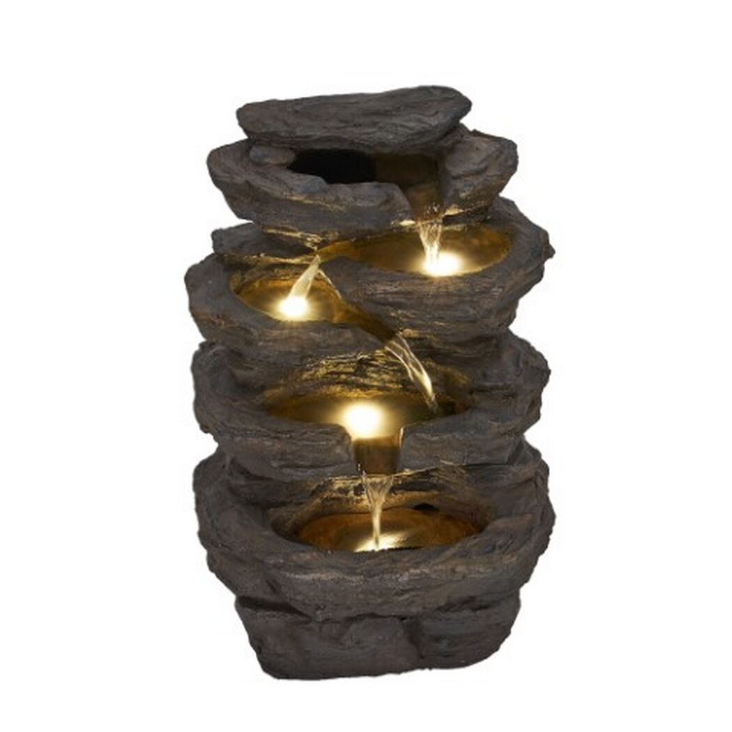 Wasserfall in Felsoptik mit LED-Beleuchtung 26 x 42 x 20 cm