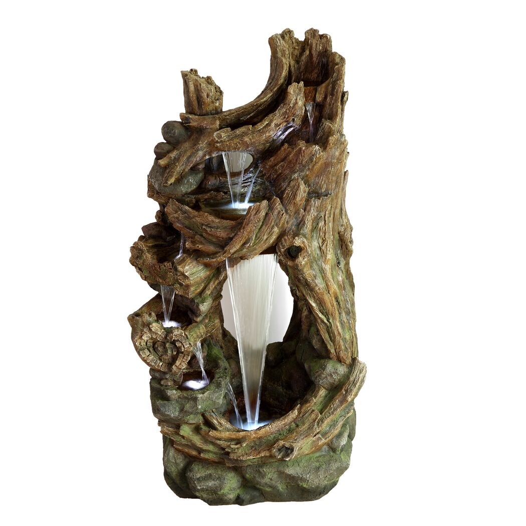 Wasserfall 'Kalloni' in Holz-/Steinoptik mit LED-Beleuchtung 65 x 104 x 207 cm