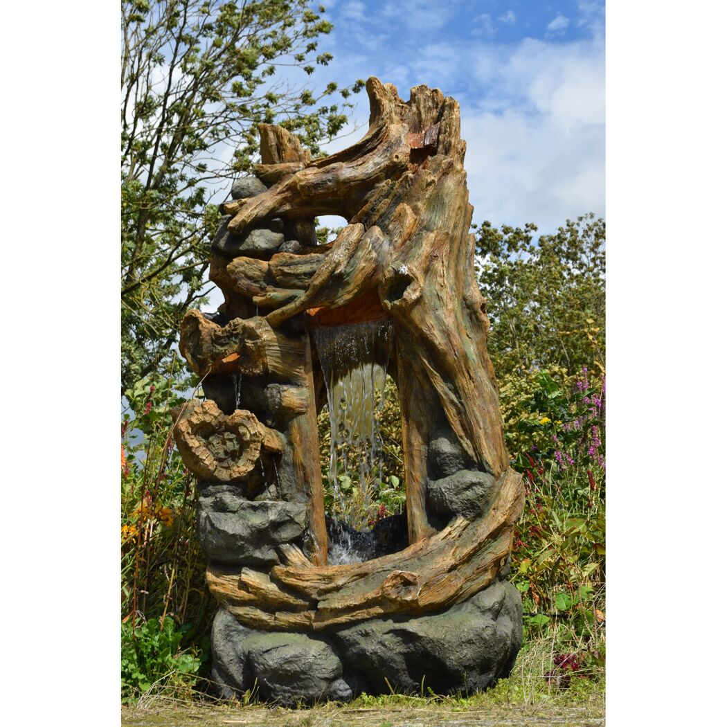 Wasserfall 'Kalloni' in Holz-/Steinoptik mit LED-Beleuchtung 65 x 104 x 207 cm