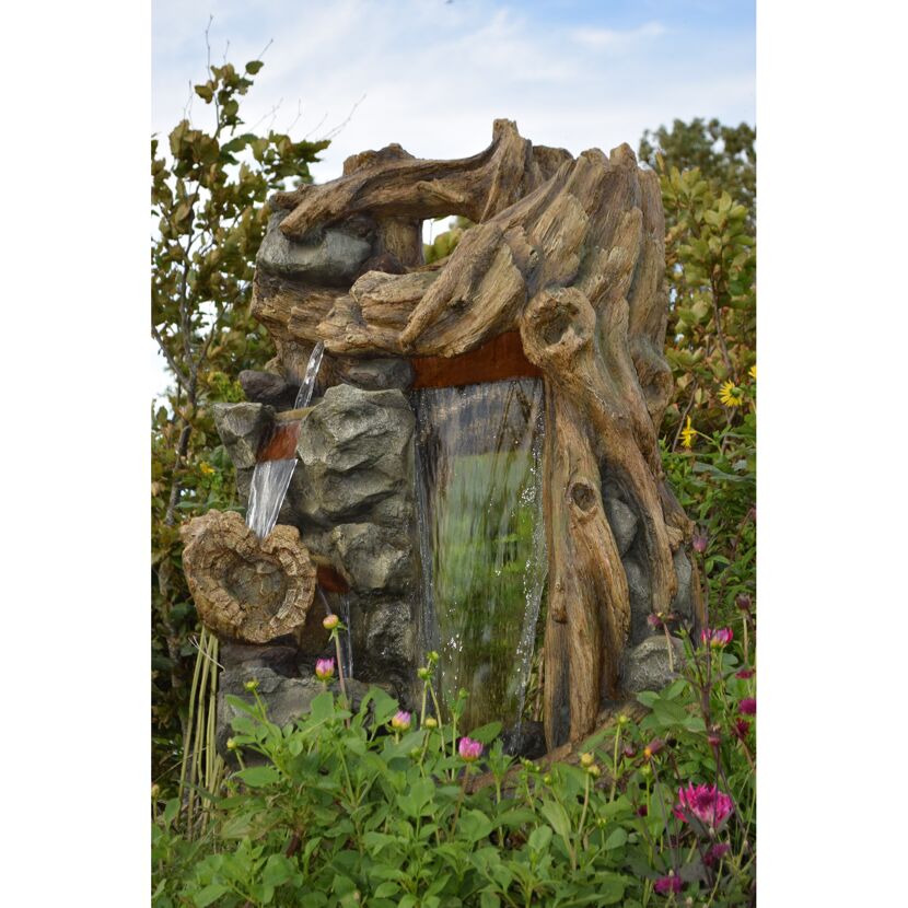 Wasserfall 'Sartene' in Holz-/Steinoptik mit LED-Beleuchtung 79 x 100 x 180 cm