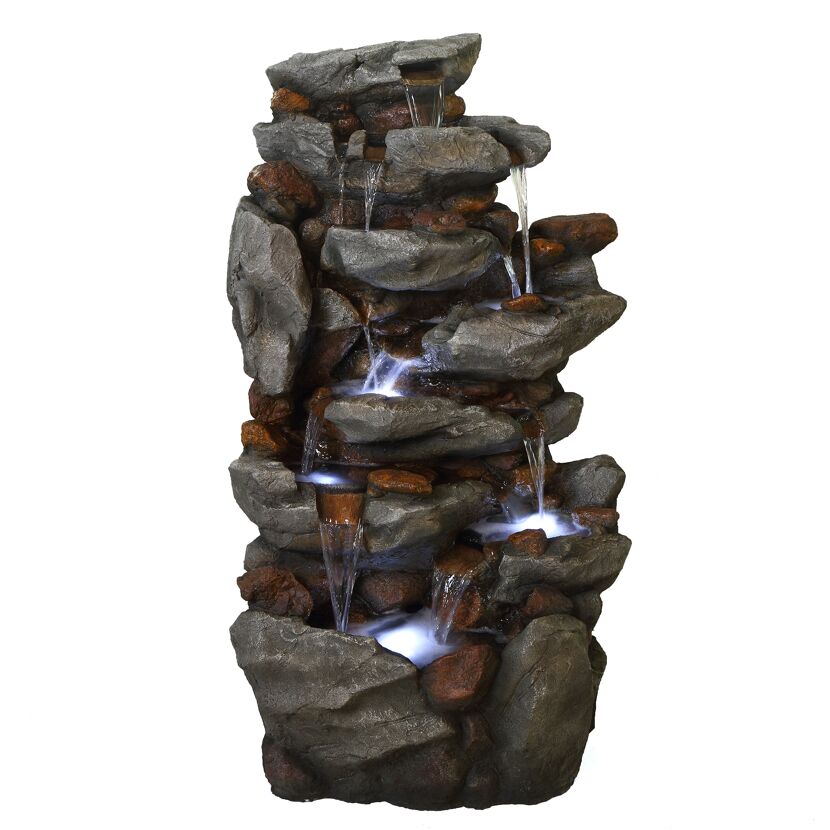 Wasserfall 'Bonorva' in Steinoptik mit LED-Beleuchtung 51 x 69 x 127 cm