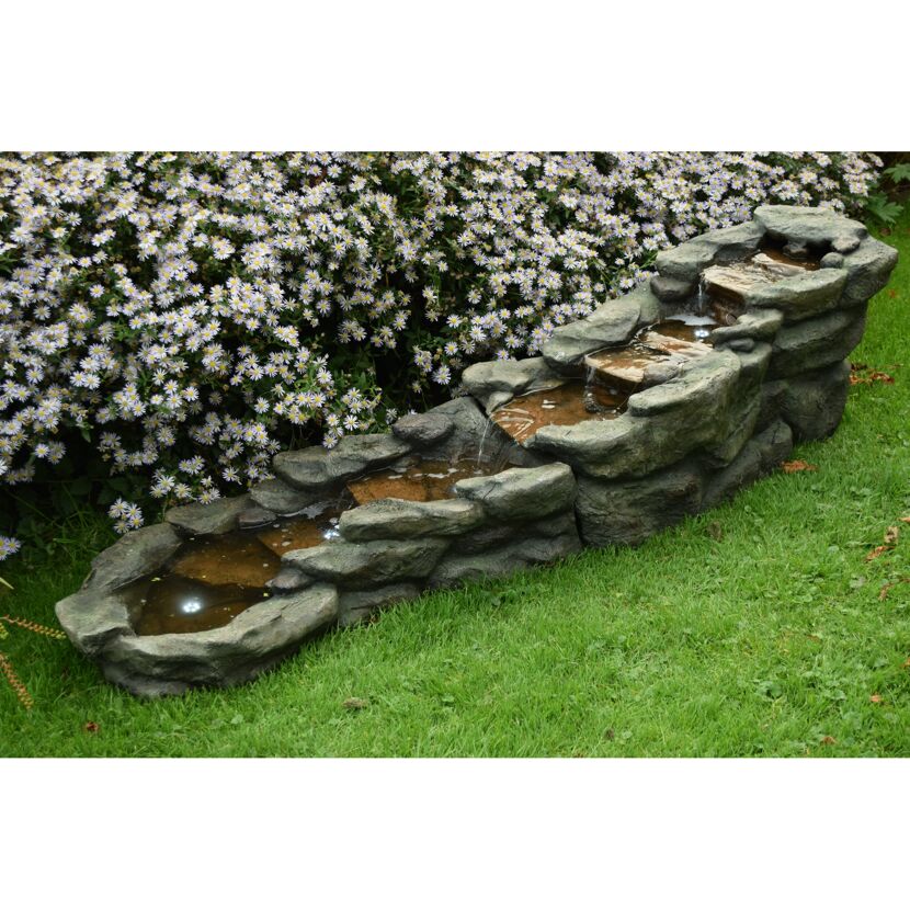 Bachlauf 'Brembo' in Steinoptik mit LED-Beleuchtung 212 x 58 x 51 cm